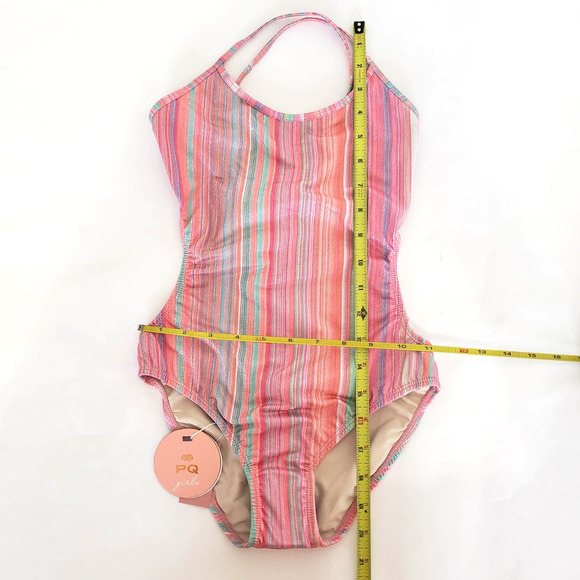 NEW!! PQ Swim SIZE 12 Ayah Cut Out Sparkle Pink Multicolor One Piece Swimsuit - Picture 4 of 7